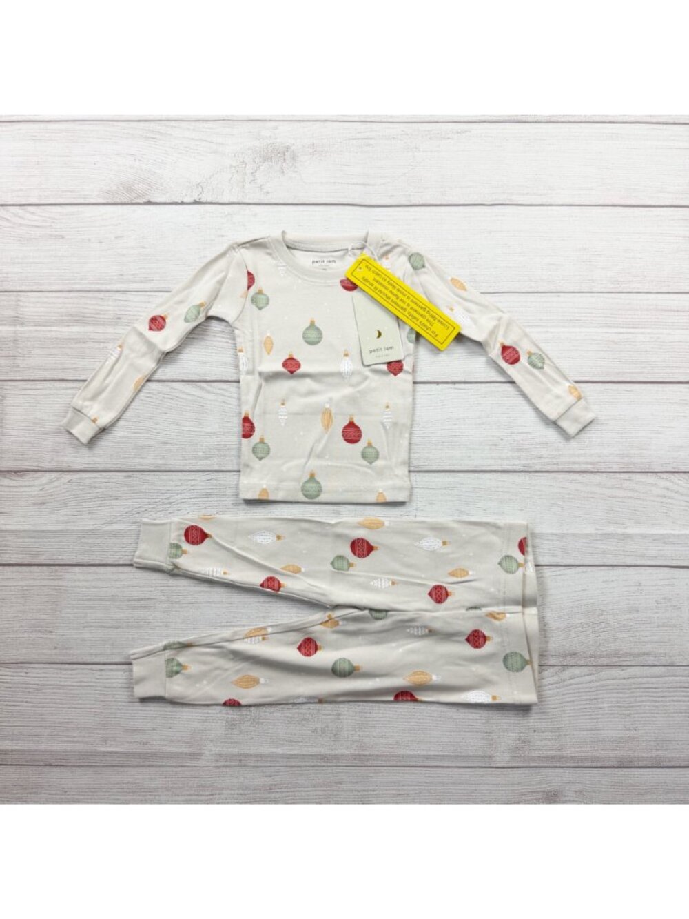 Petit Lem Holiday Print 2 Piece Pajama Set Christmas Ornament NWT 12-18 Months - Picture 2 of 4